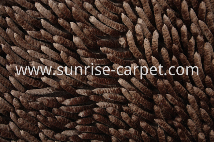 Shinning Polyester Chenille Rugs brown